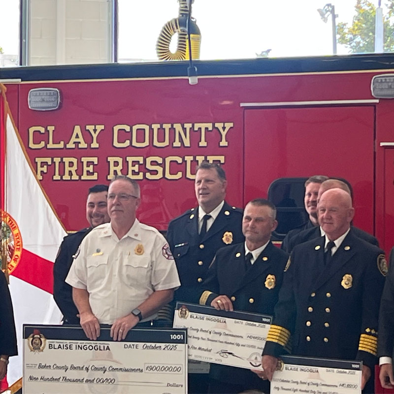 GO to State CFO presented $2M check to Clay County officials for proposed new Public Safety Complex